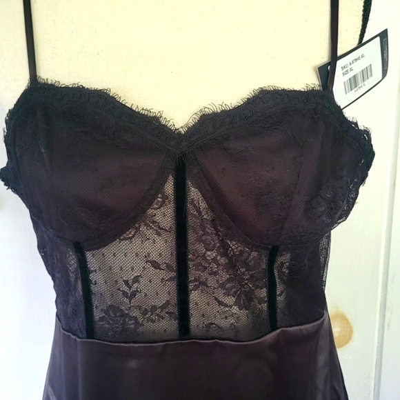 Spaghetti Strap Splicing Illusion Lace Satin Sexy Bodycon Dress - Picture 2 of 14